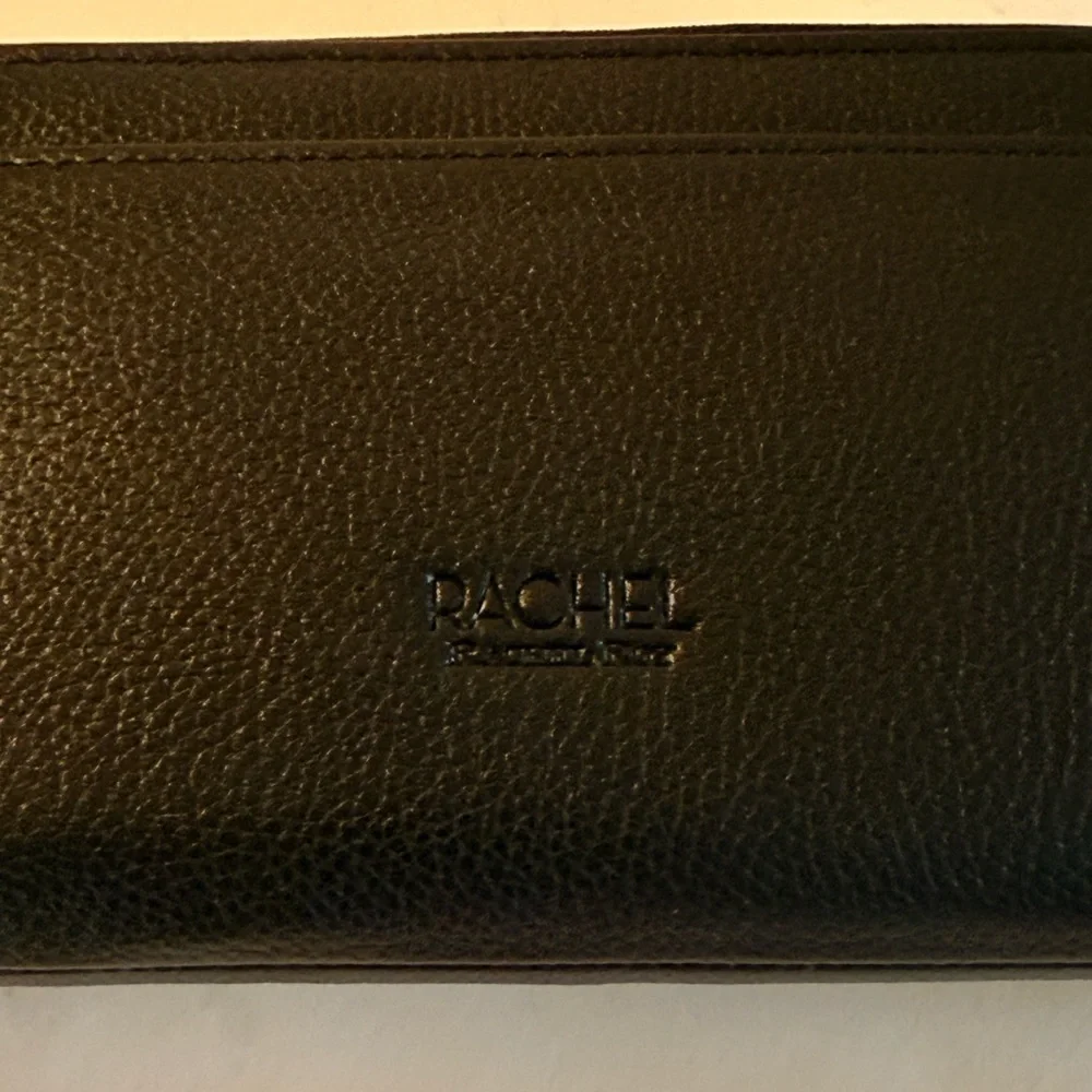 Rachel Roy Snake Print Zip Around Wristlet Wallet Black Faux Leather